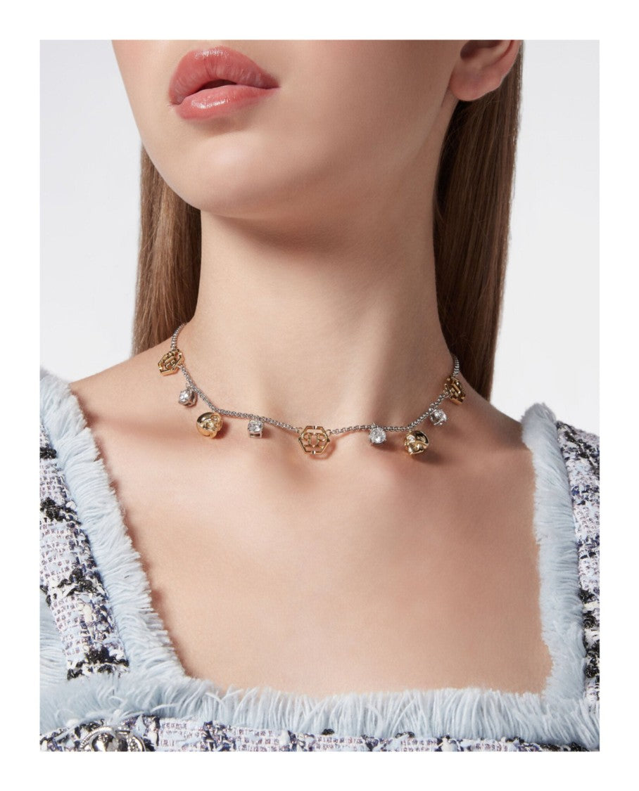 Philipp Plein Necklace With Alternating Gold-Tone And Crystal Charms