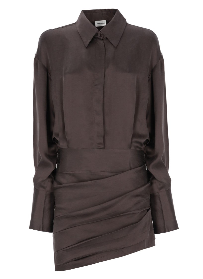 The Andamane Purple Asymmetrical Draped Mini Dress
