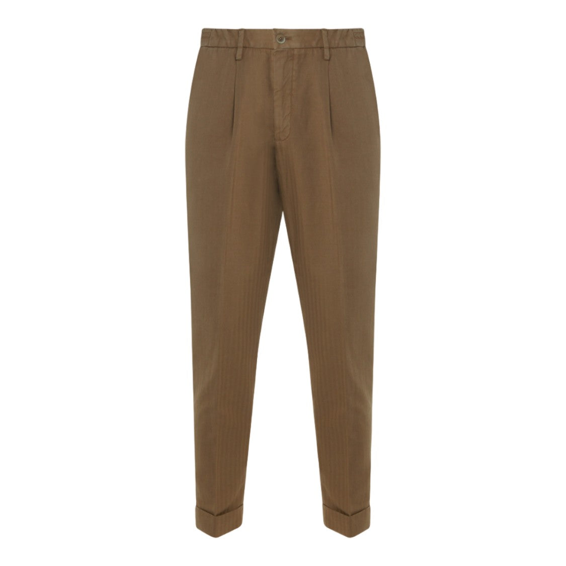 Gta Il Pantalone Tailored Brown Trousers With Pleated Front And Cuffed Hem