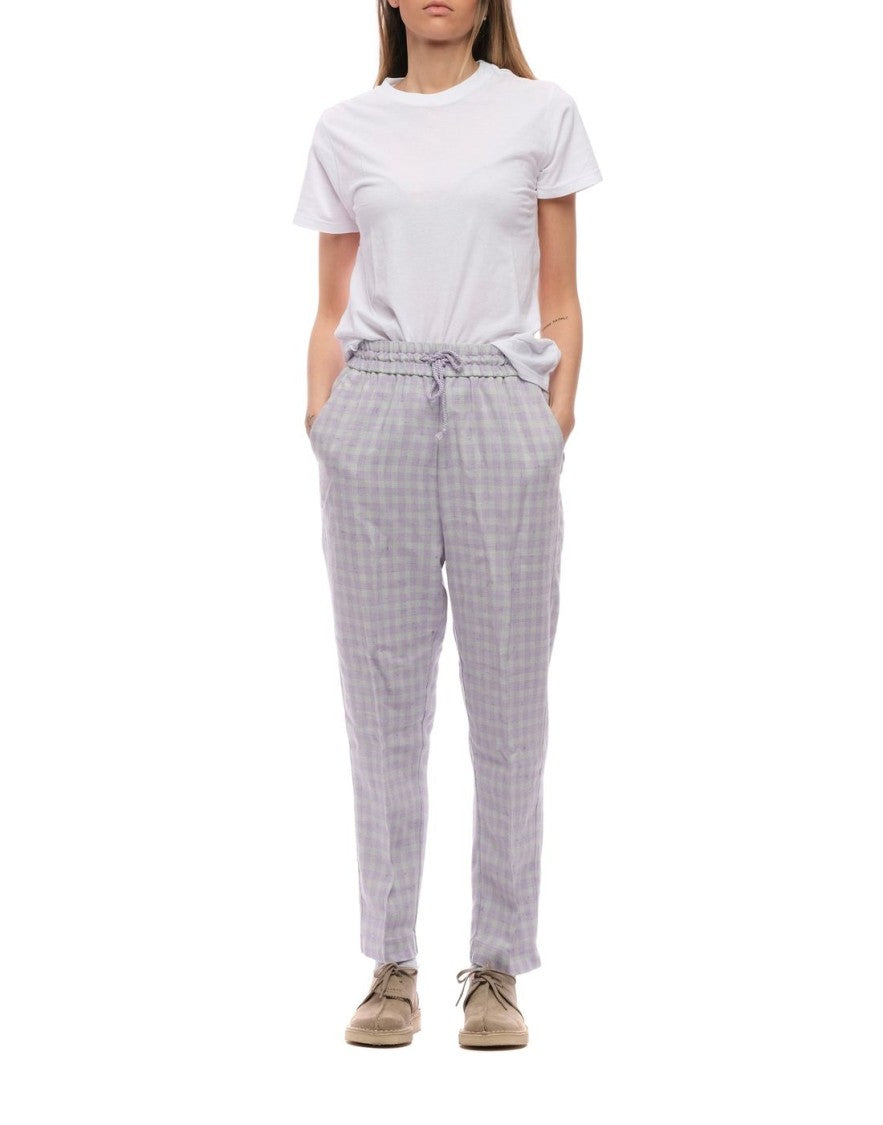 Forte Forte Mojito Pastel Check Viscose-Silk Wide-Leg Pants