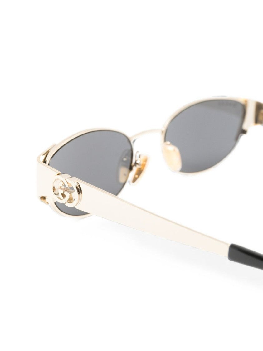 Gucci Narrow Oval Silver Metal Frame Sunglasses