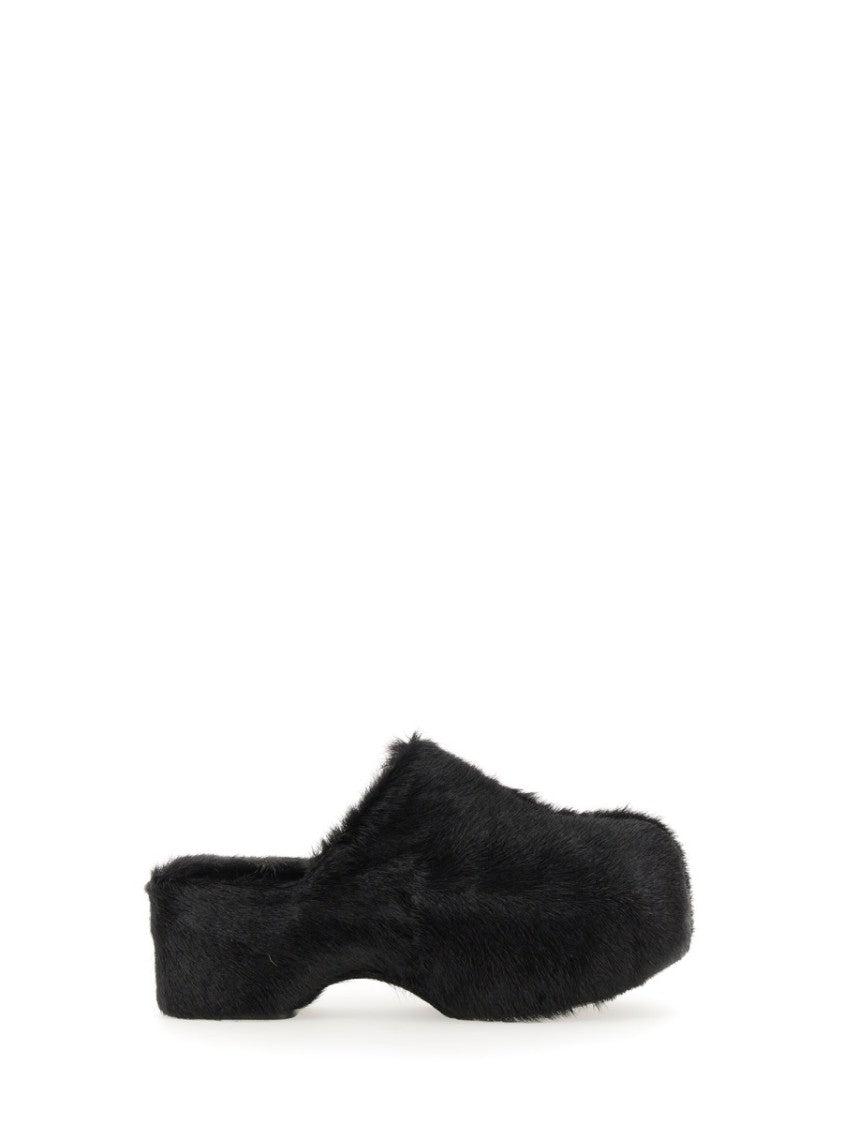 Jil Sander Goat Hair Mules With Coated Calfskin Sole