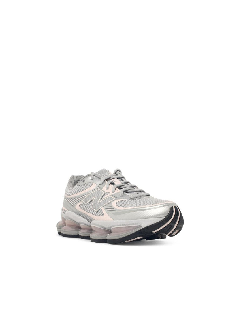 New Balance Grey And Pink Mesh Sneakers With Side 'N' Insert