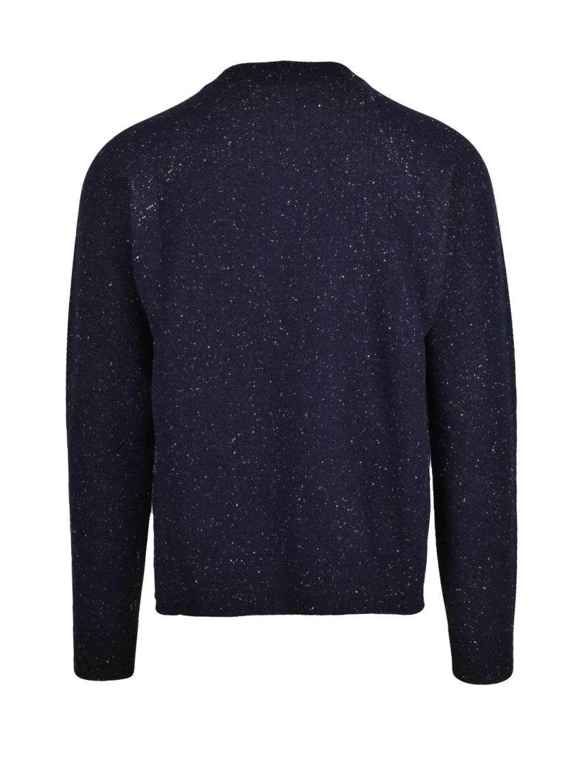 Daniele Fiesoli Blue Deep Blue Merino Wool-Blend Crewneck Sweater