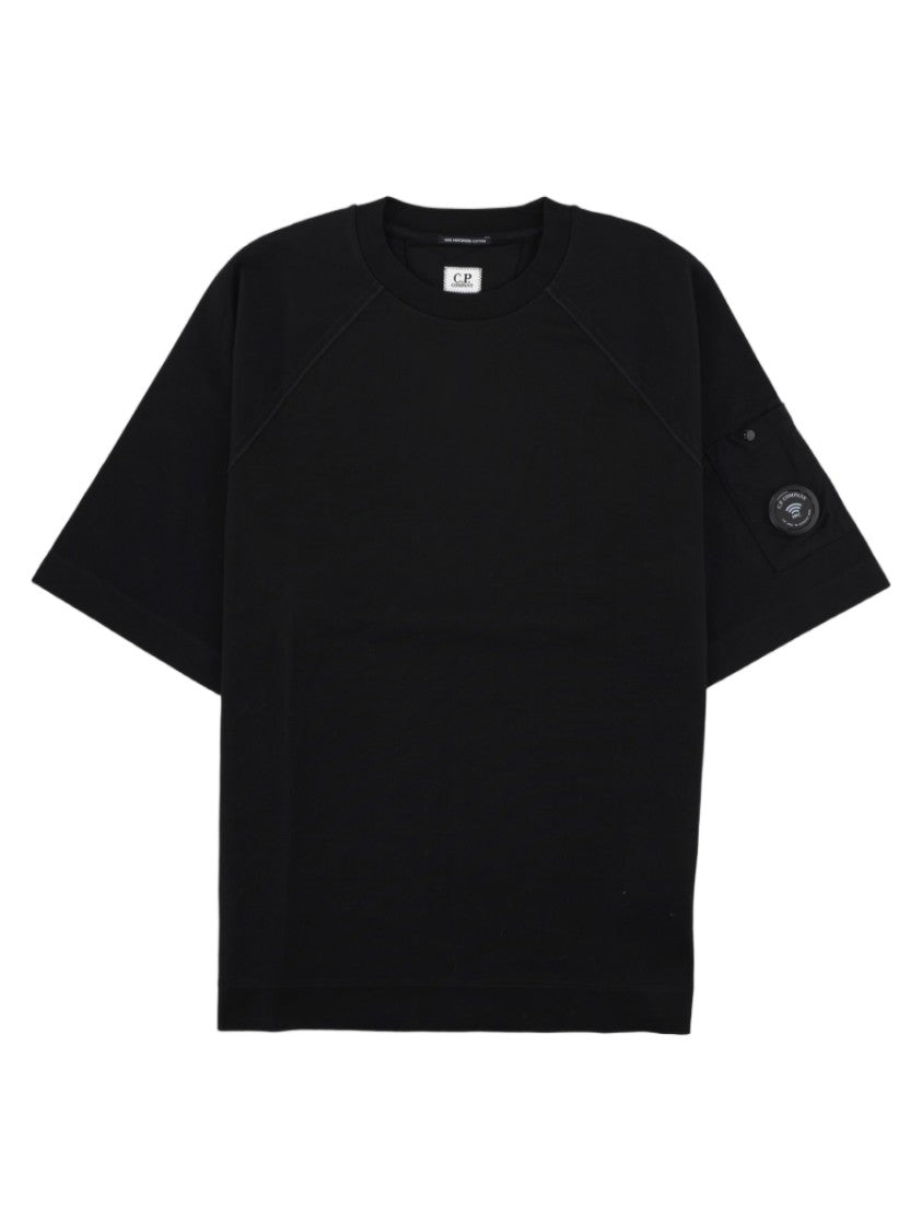 C.P. Company Black Minimal Logo Relaxed Fit Cotton T-Shirt