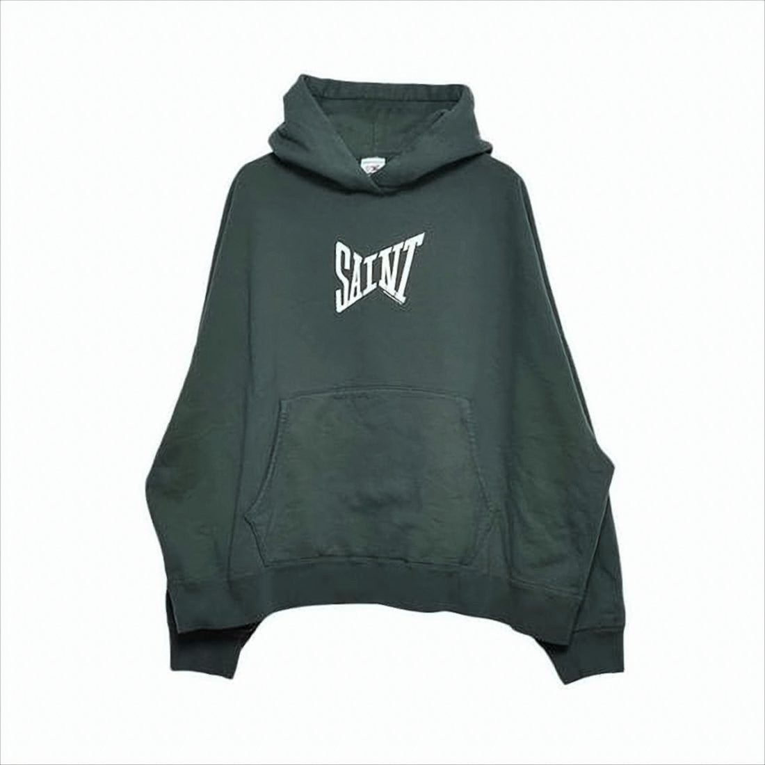 Saint Mxxxxxx Relaxed-Fit Green Cotton Hoodie With Bold Logo