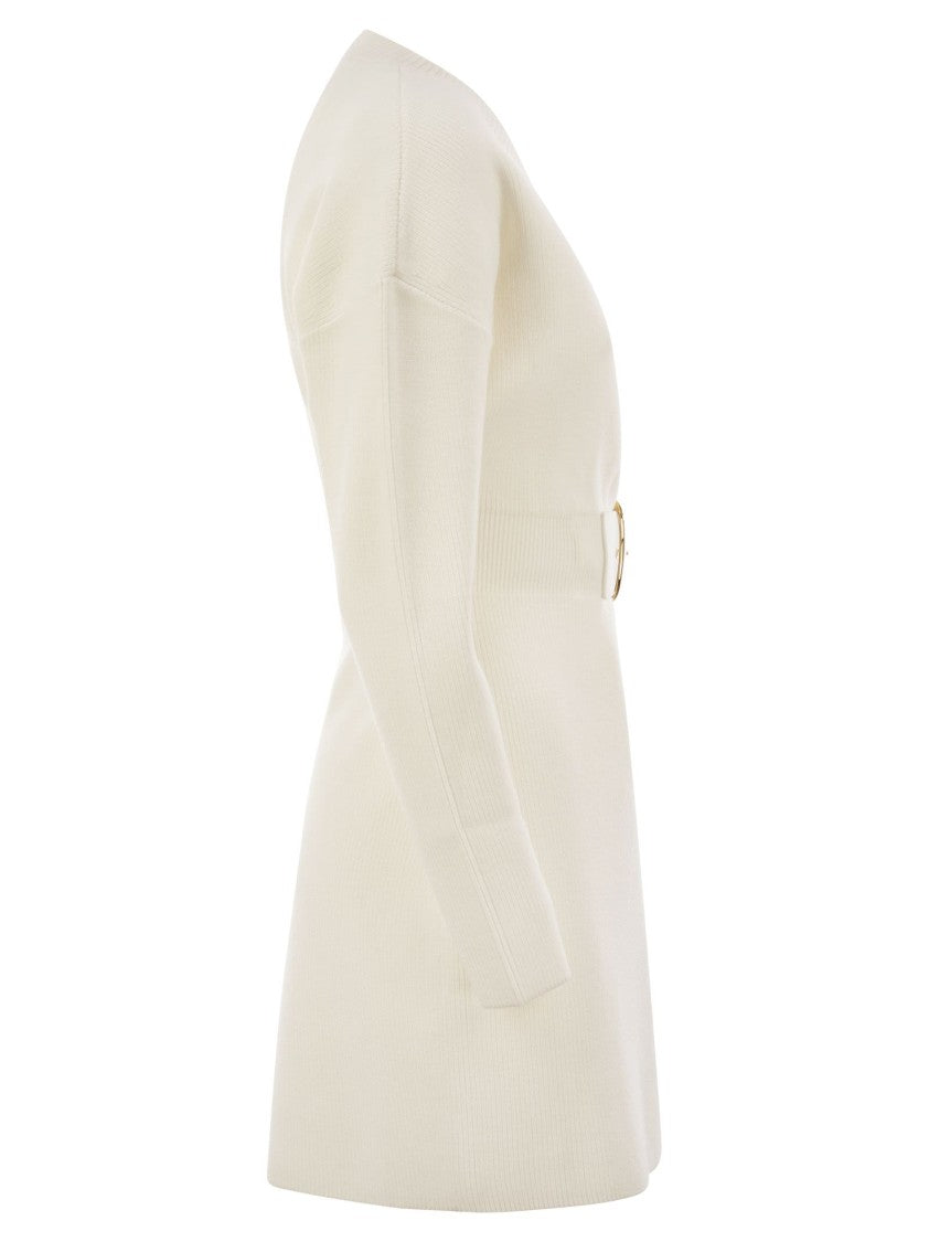 Elisabetta Franchi Viscose Manteau Dress With Maxi Buckle