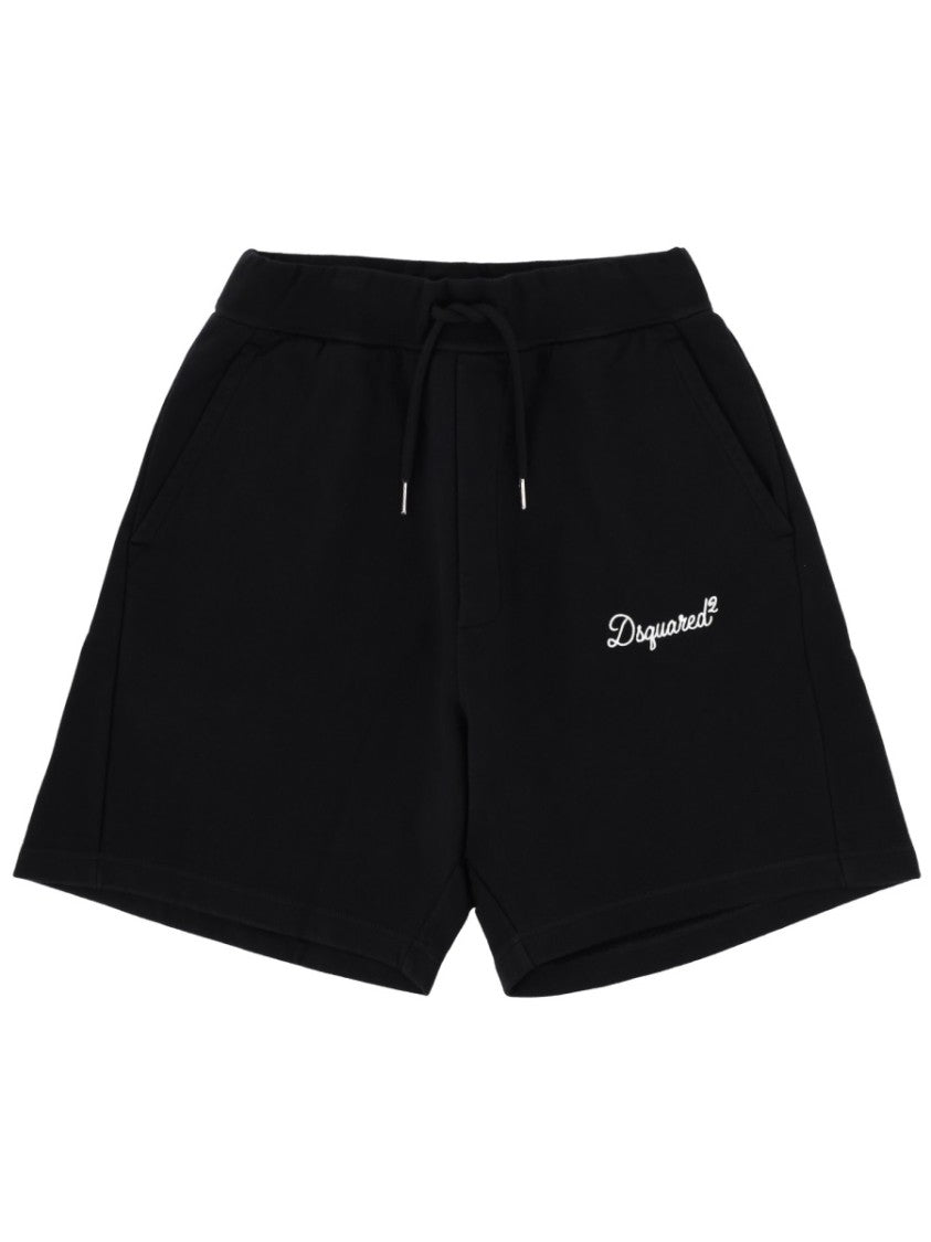 Dsquared2 Relaxed Cotton Embroidered Logo Shorts