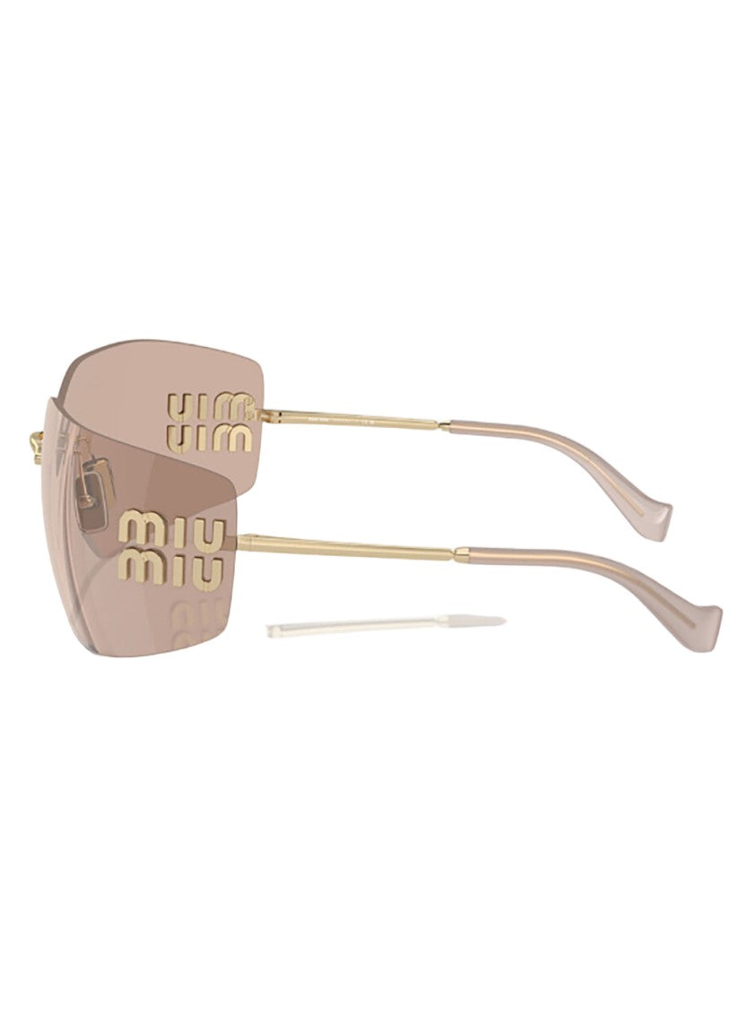 Miu Miu Oversized Geometric Frame Sunglasses With Metallic Finish