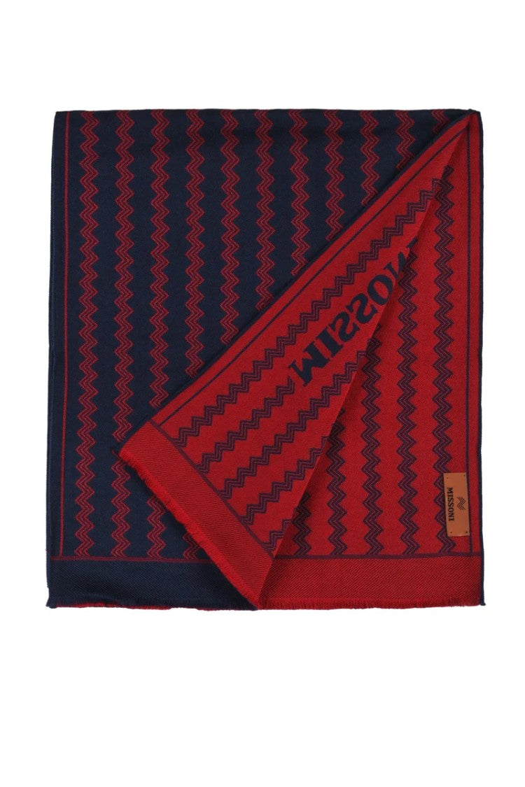 Missoni Blue Red Wool Scarf