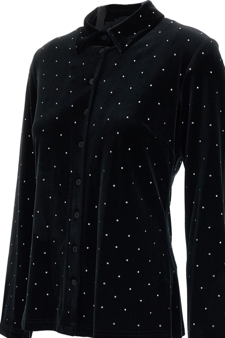 Irie' Black Velvet Button-Down Casual Shirt
