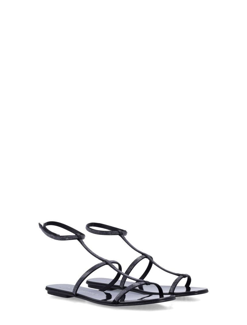 Pedro Garcia Enola Delicato Crystal Chain Flat Sandals