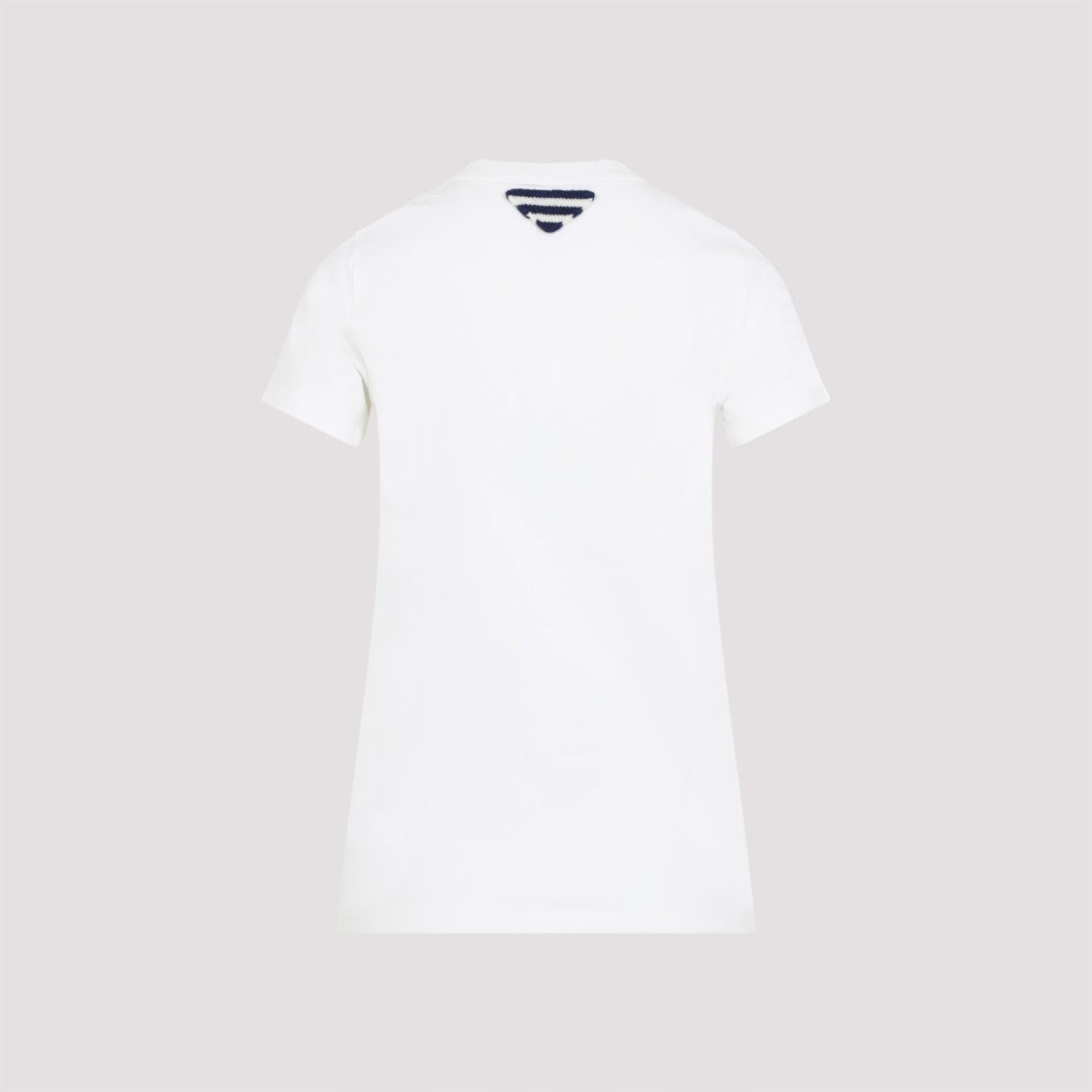 Prada Graphic Print White T-Shirt With Knitted Collar Detail