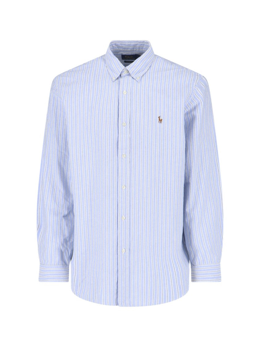 Polo Ralph Lauren Tailored-Fit Blue Button-Down Shirt With Structured Collar