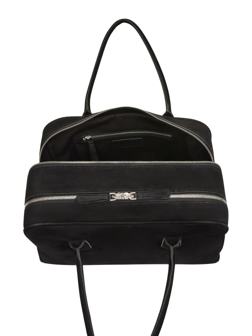 A.Emery Black Square Silhouette Suede Shoulder Bag