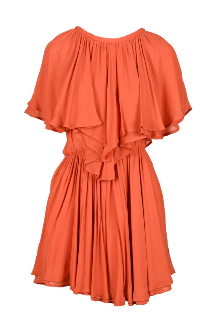 Dondup Chiffon Dress Elastic Waist - Orange