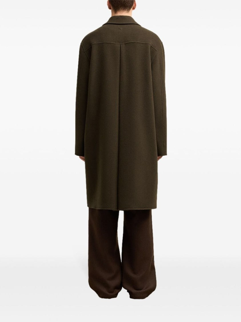 Ami Paris Coffee Brown Wool-Cashmere Blend Coat