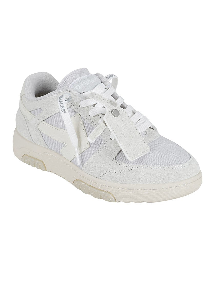 Off-White Light Grey Sneakers With Textured Upper