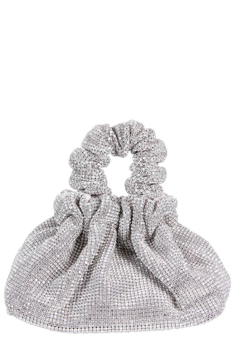 Twenty Fourhaitch Ruched Silver Crystal Mesh Handbag