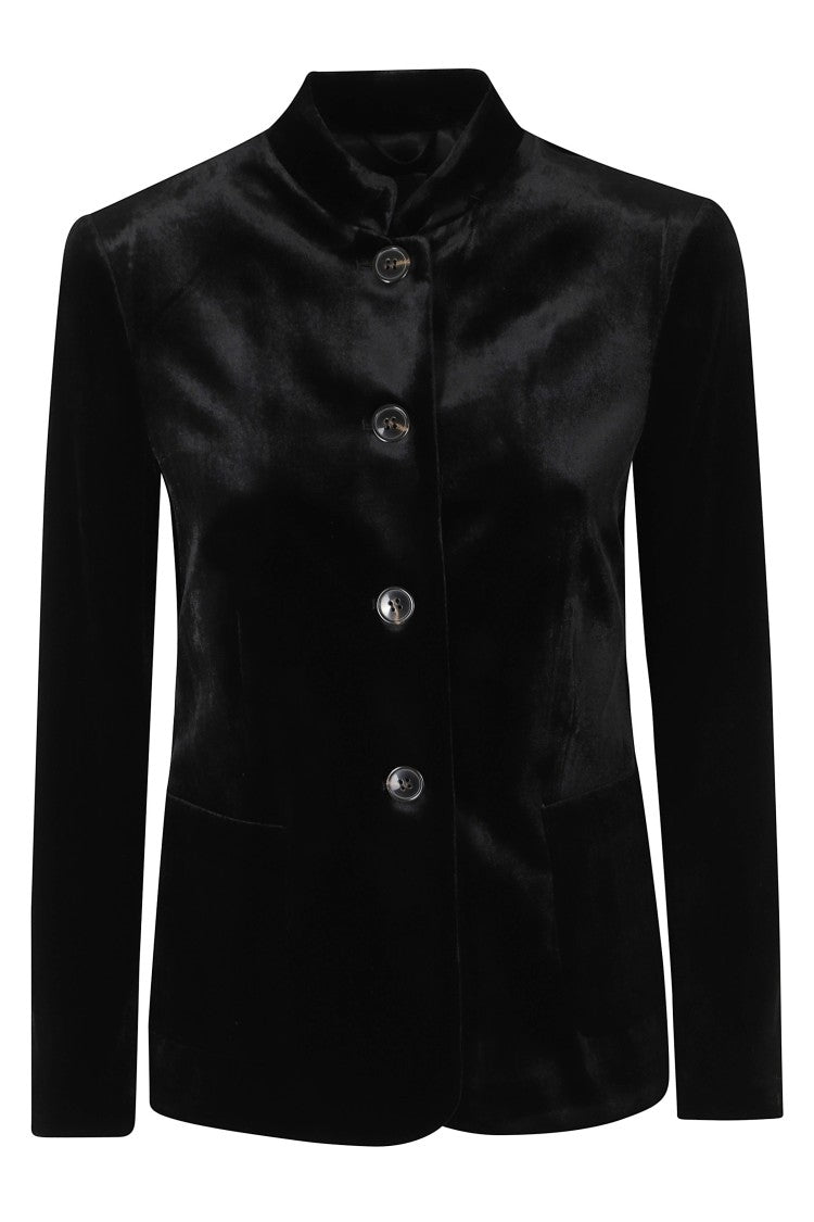 Kiltie Ginevra Black Single-Breasted Velvet Blazer
