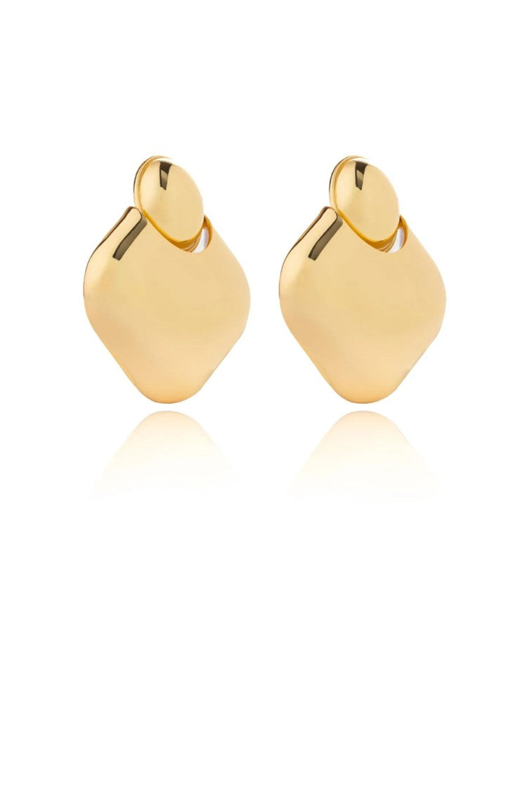 Federica Tosi Gold Lily Sculptural 18K Gold Plated Bronze Earrings