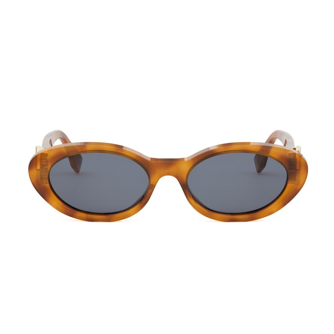 Fendi Havana Ff Diamond Acetate Oval Sunglasses