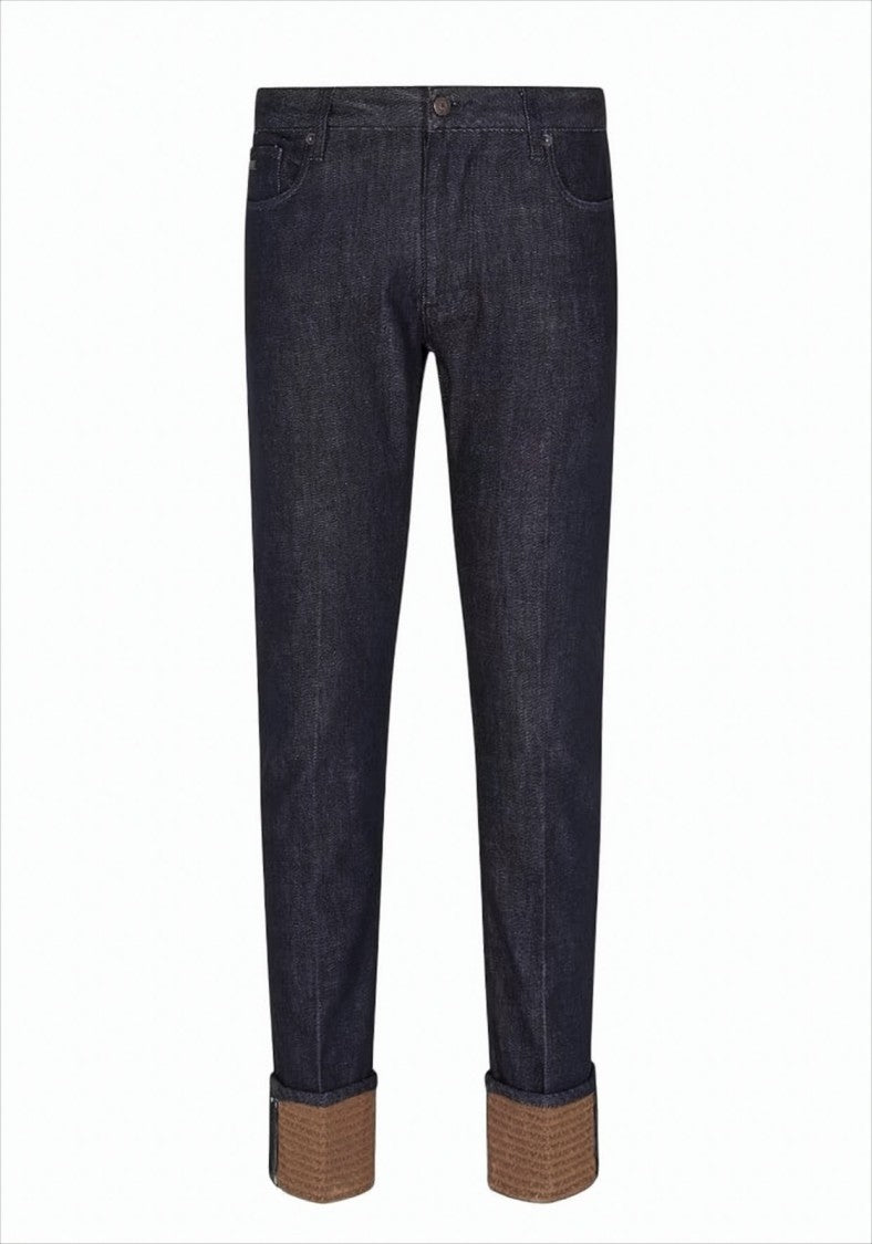 Emporio Armani Low-Rise Denim Jeans With Logo Cuff