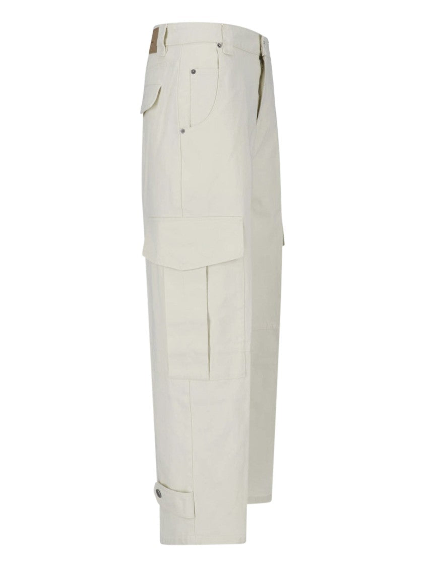 Ami Paris White Cotton Cargo Straight-Leg Pants