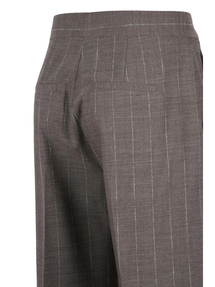 Antonelli Beige Stretch Virgin Wool Zip Wide-Leg Pants