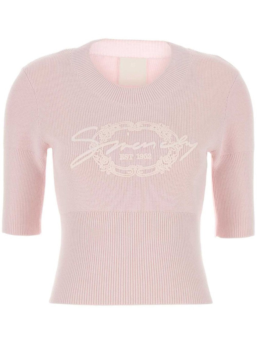 Givenchy Powder Pink Crew Neck Short Sweater