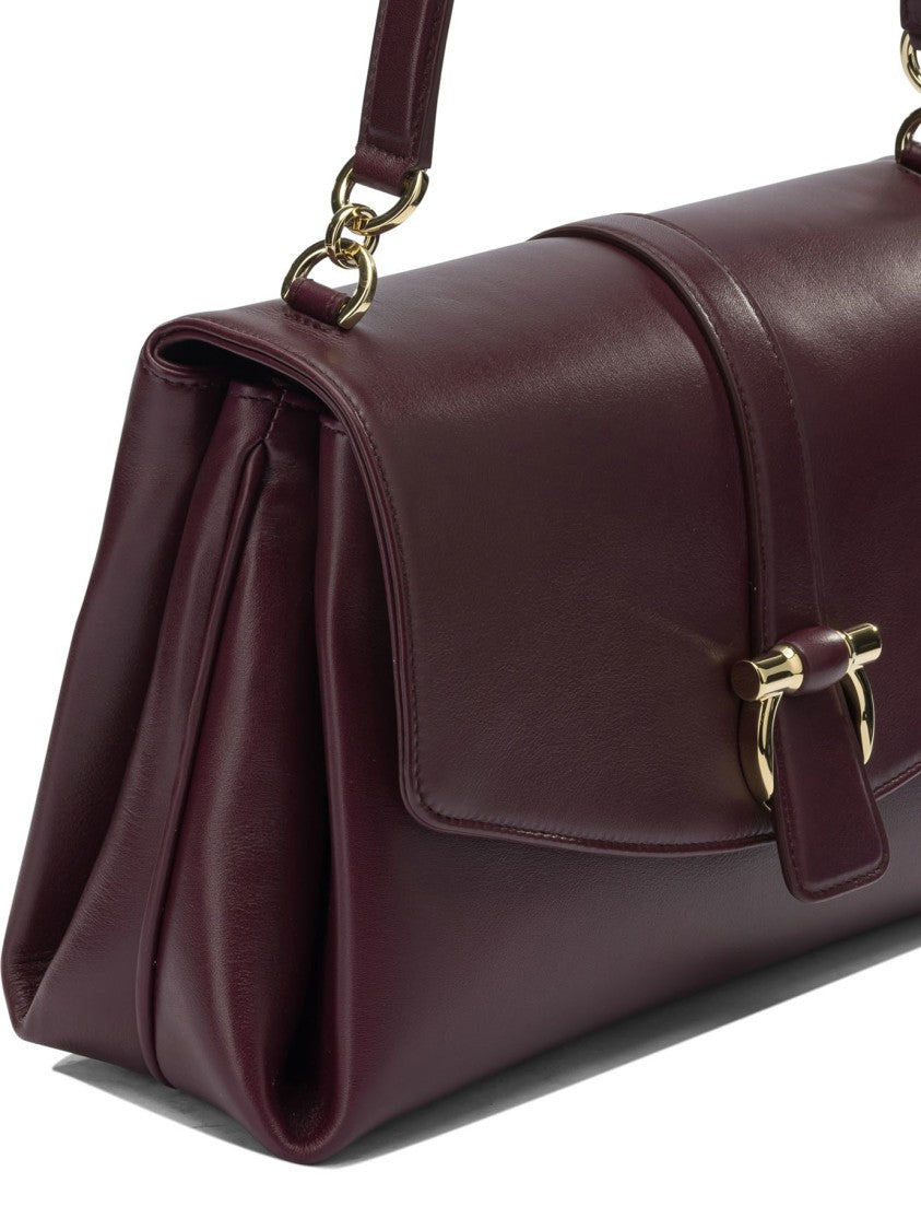 Ferragamo Compact Burgundy Leather Handbag