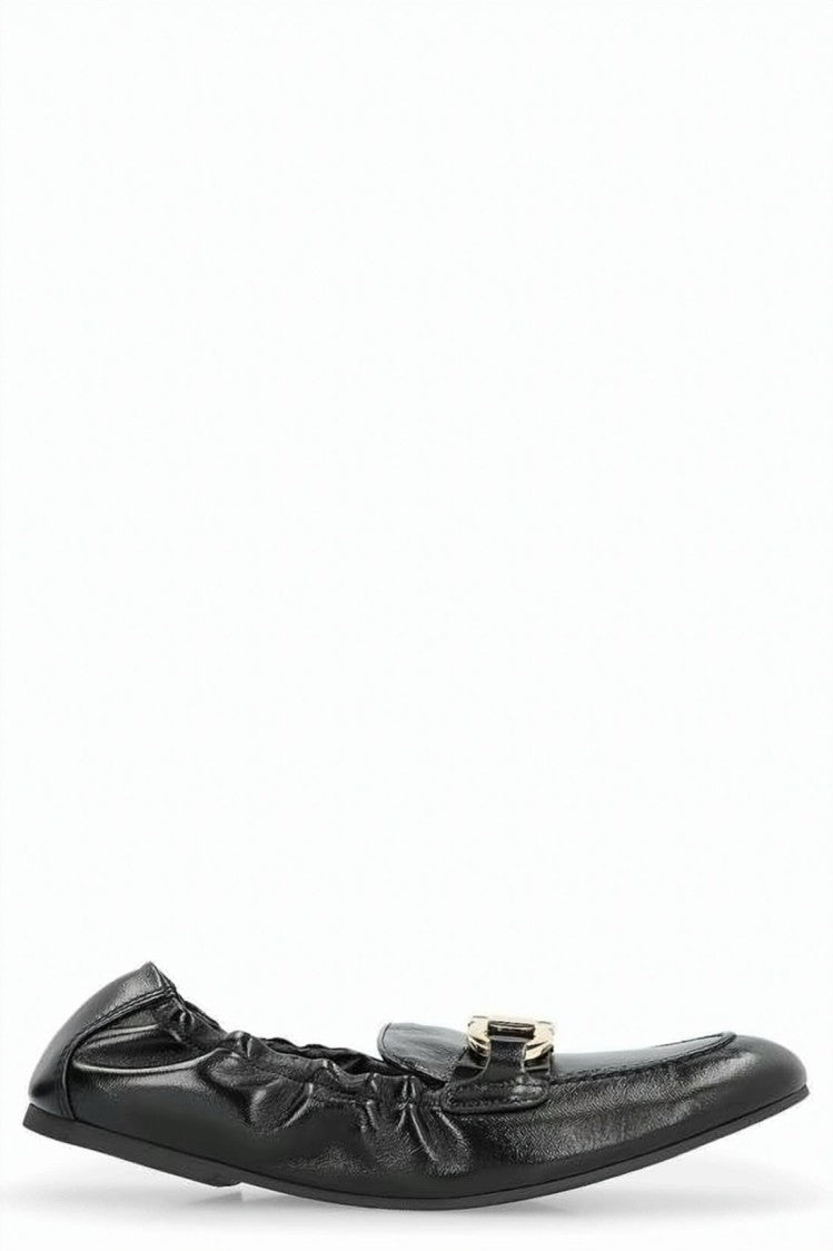 Salvatore Ferragamo Gathered Napa Leather Flat Shoes