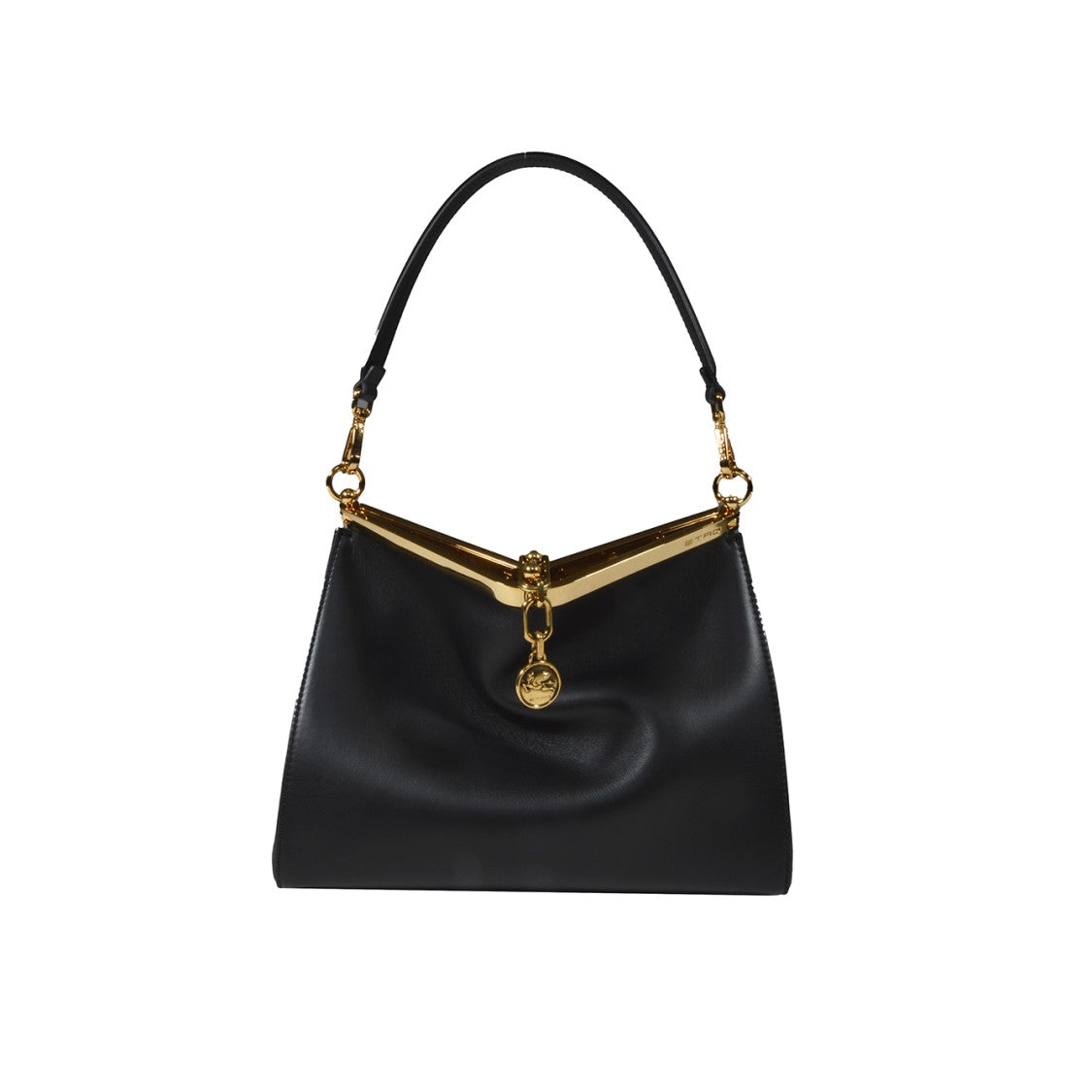Etro Medium Black Leather Sail Shoulder Bag
