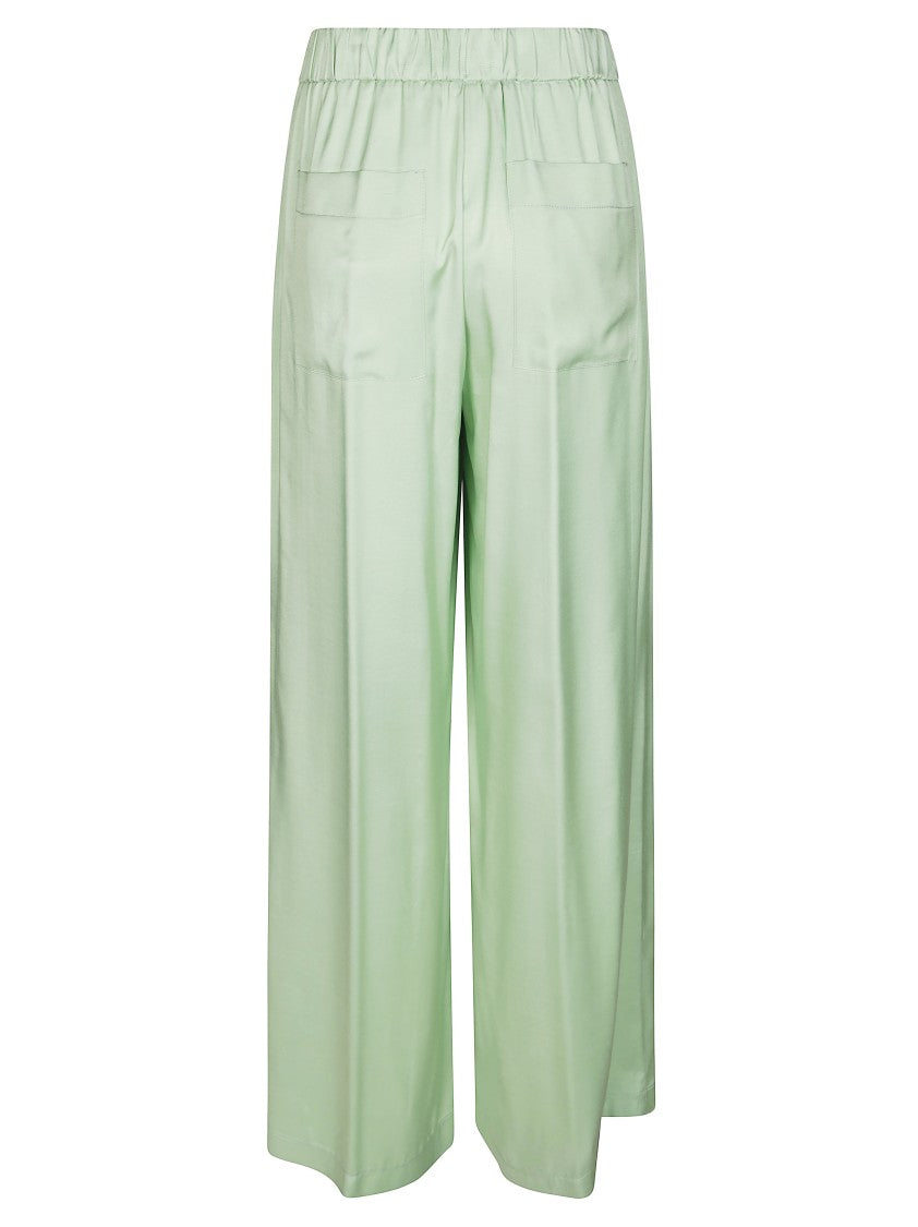 Nude Wide-Leg Pants With Elastic Waistband
