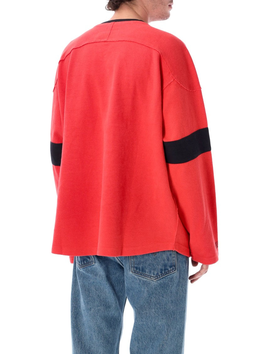 Erl Red Hockey Lace-Up Boxy Sweatshirt