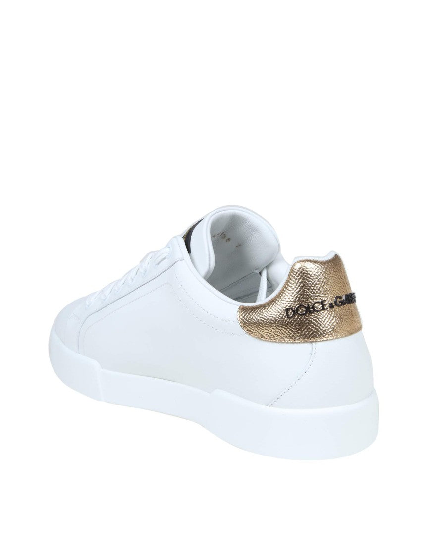 Dolce & Gabbana Portofino Sneakers In Leather With Side Crown Logo