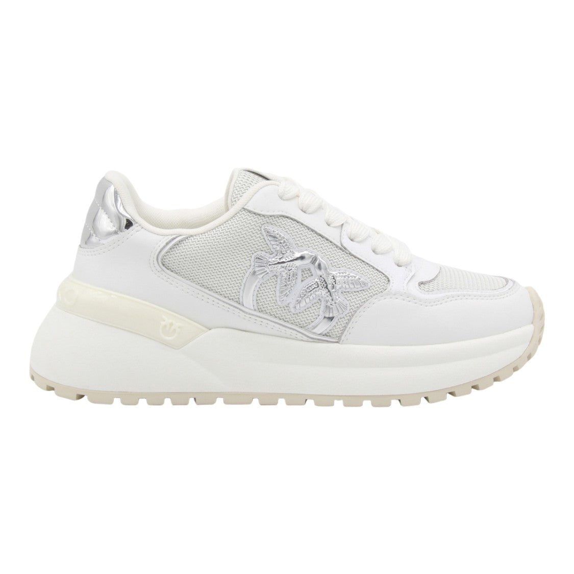 Pinko White Sneakers With Metallic Emblem