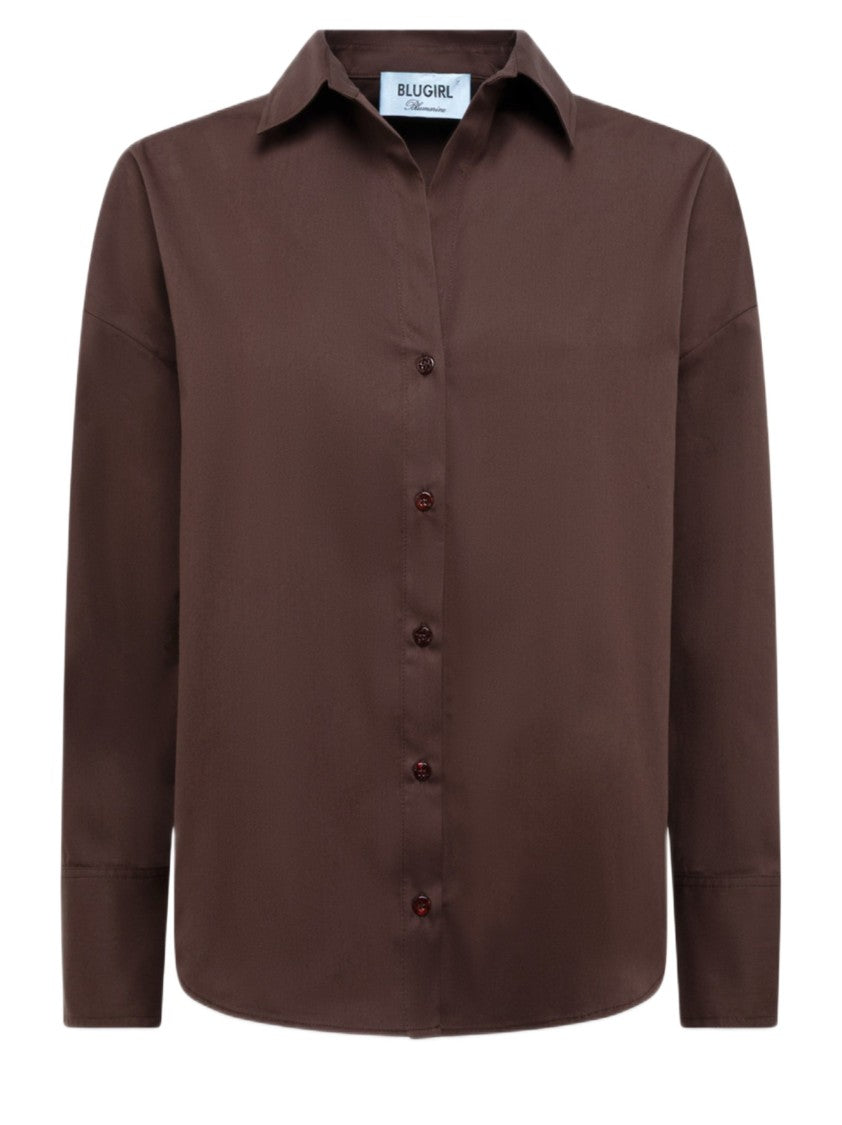 Blugirl Poplin Cotton Shirt With Lace Detail And Split Back
