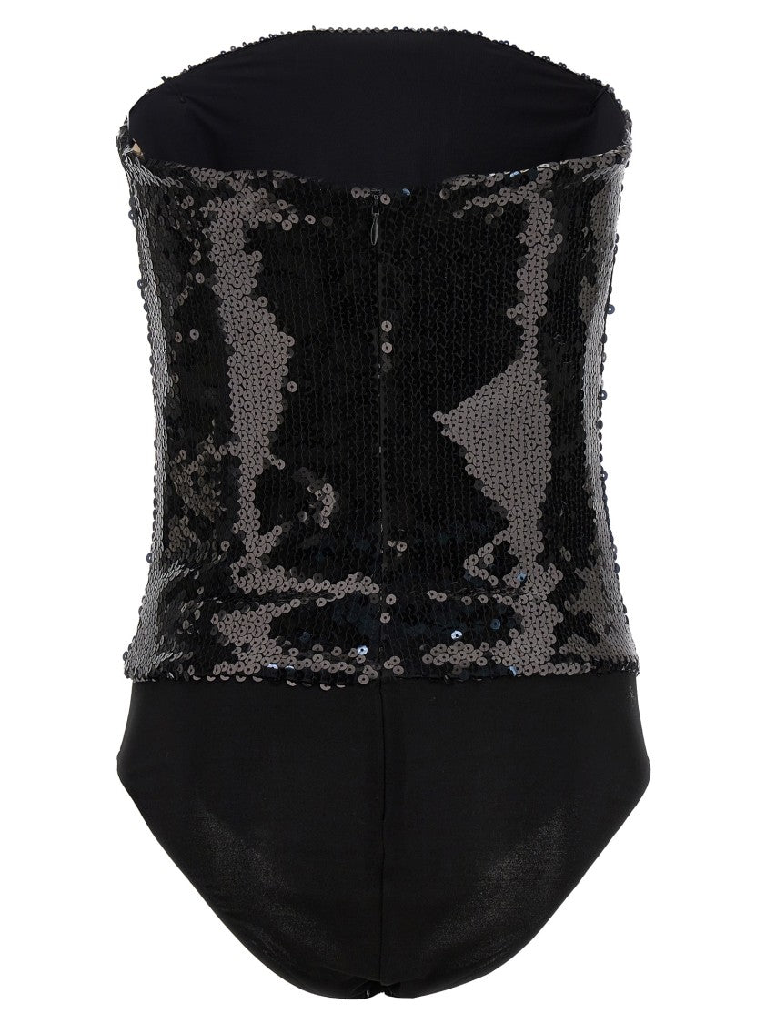 Alexandre Vauthier Off-The-Shoulder Black Sequin Bodysuit