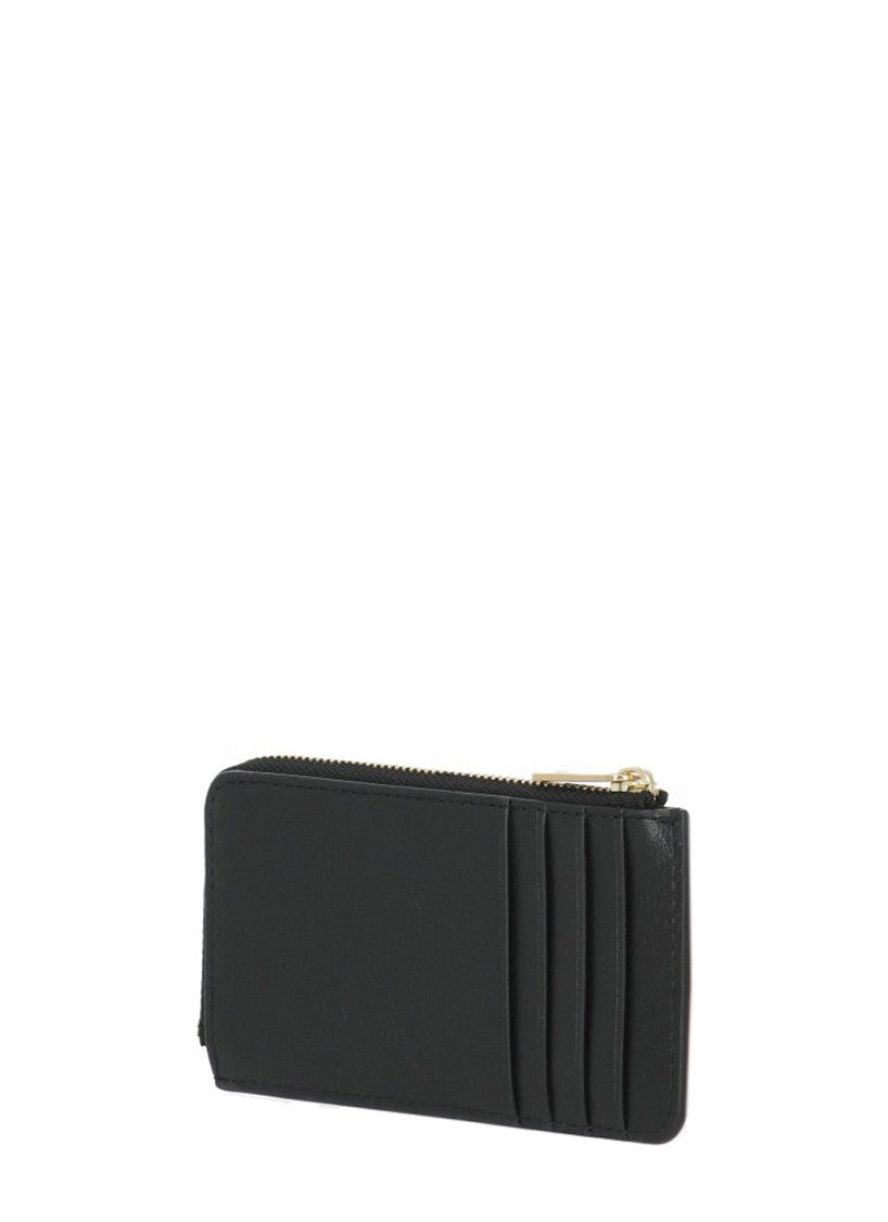 Tory Burch Black Quilted Leather Gold Logo Card Holder