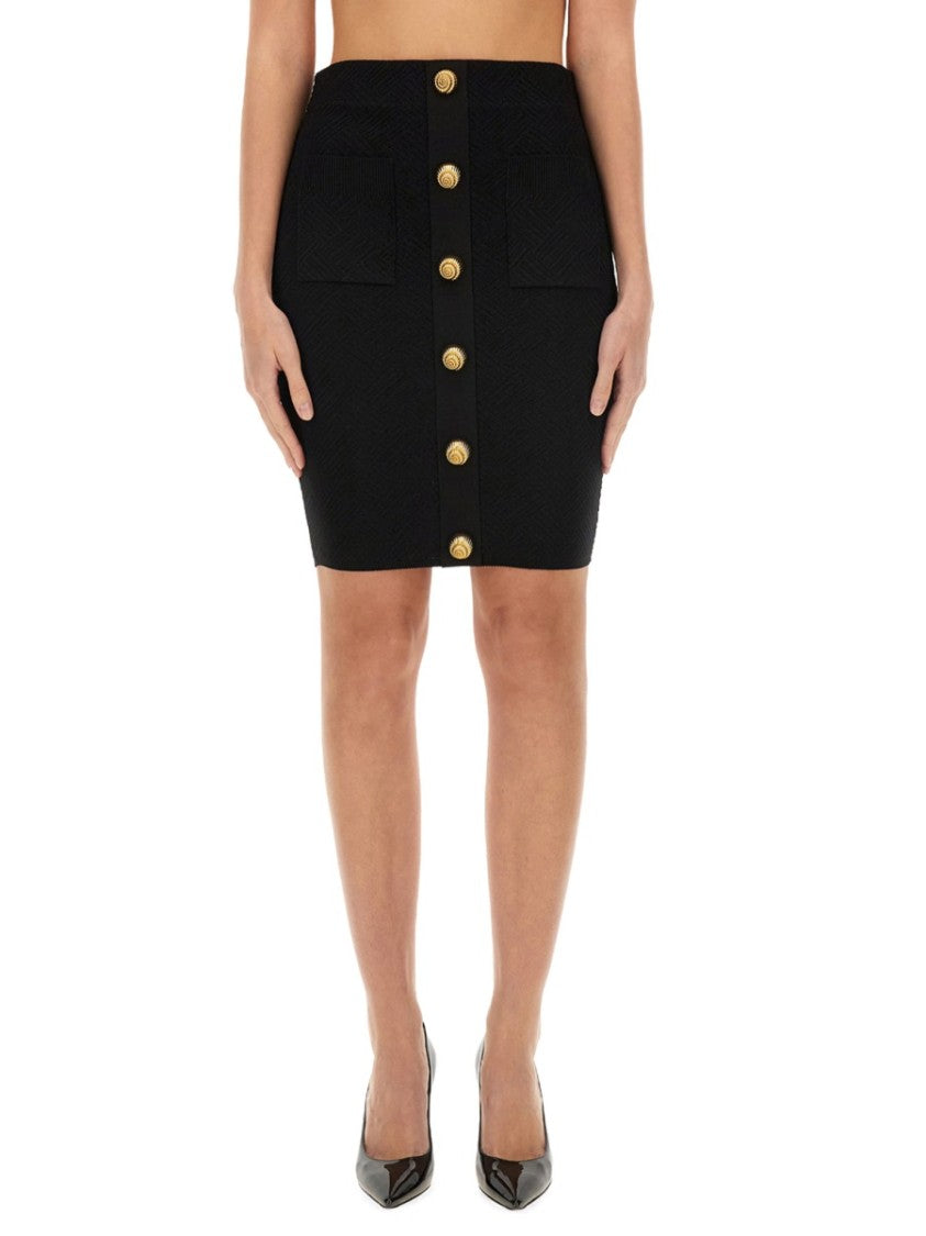 Balmain "Vichy" Knit Skirt