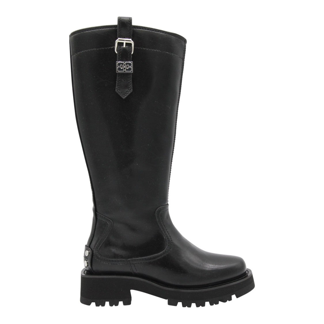 Ganni Tall Black Boots With Sole