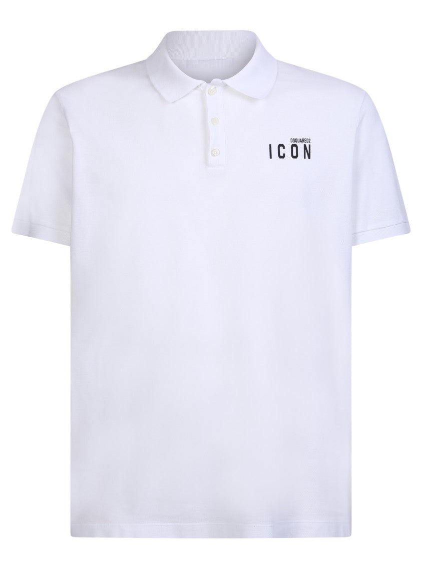 Dsquared2 White Cotton Polo Shirt With Chest Printed Logo