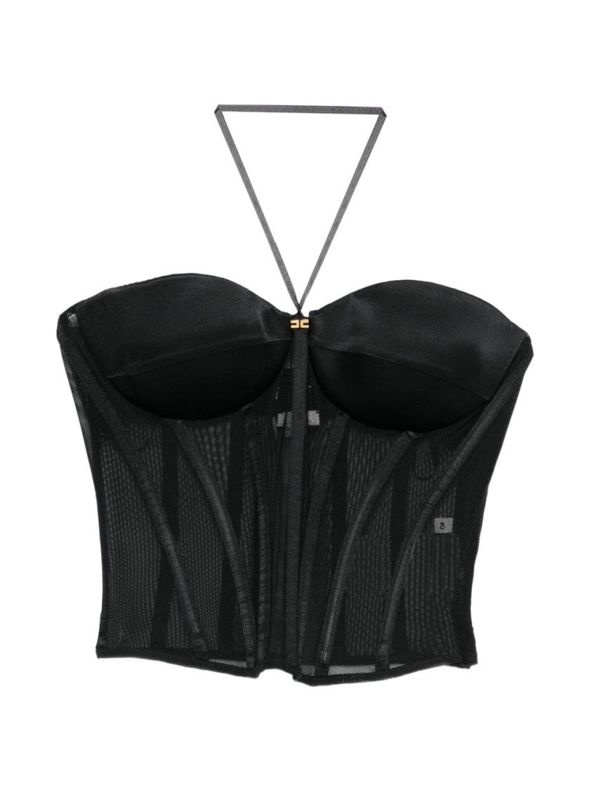 Elisabetta Franchi Structured Black Bustier Top
