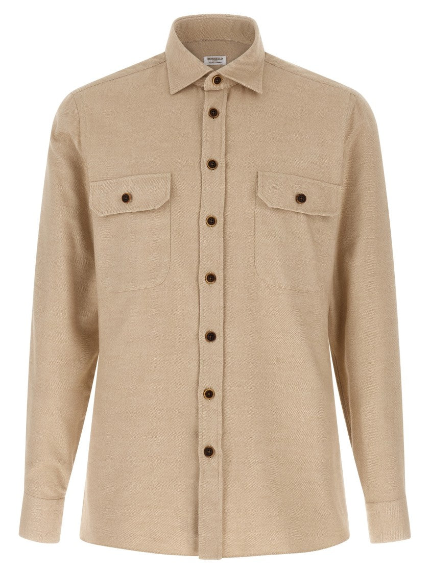 Borriello Cotton Flannel Shirt With Structured Collar
