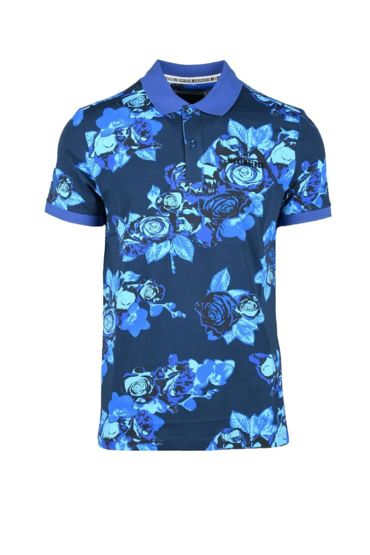 Bikkembergs Blue Floral Stretch T-Shirt