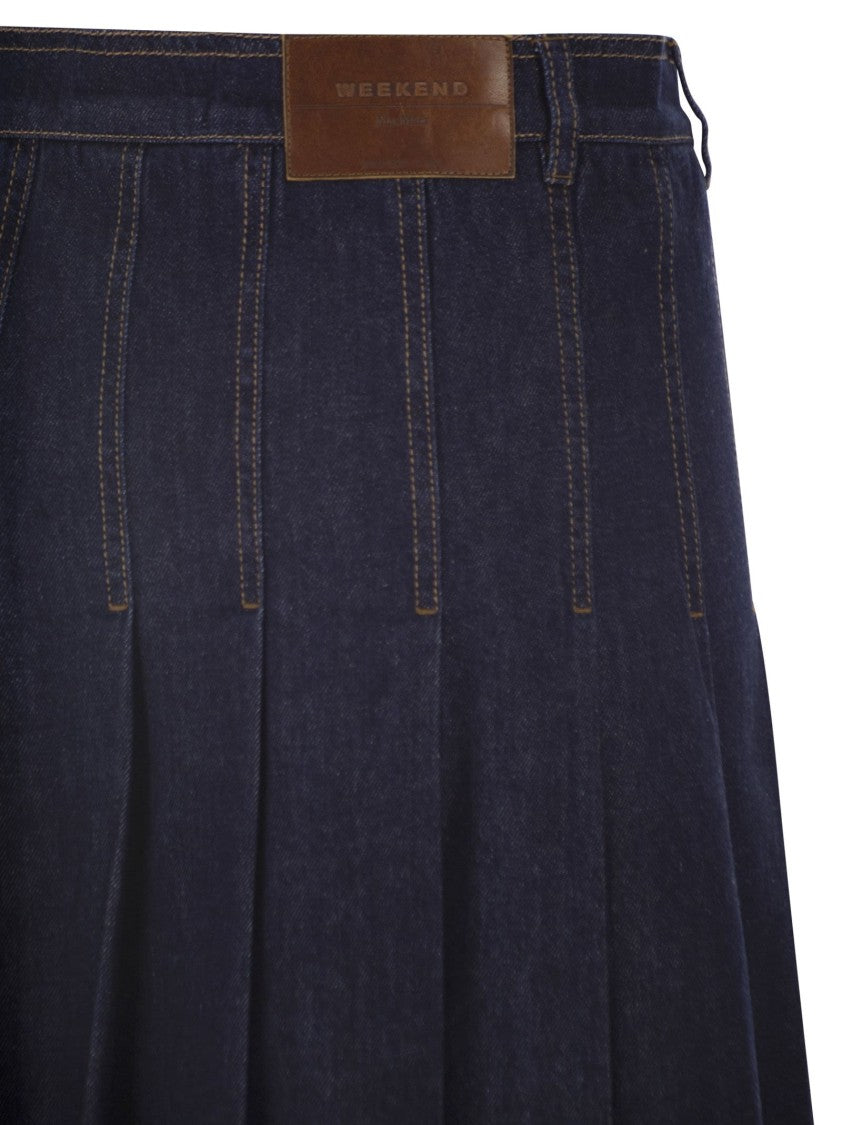 Max Mara Wkdovale - Denim Pleated Skirt