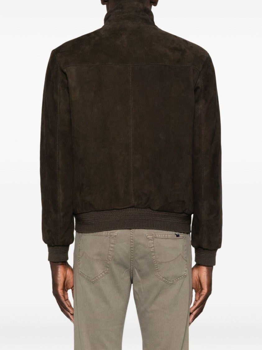 The Jack And Jackie Leathers Suede Leather Jacket With Stand Collar