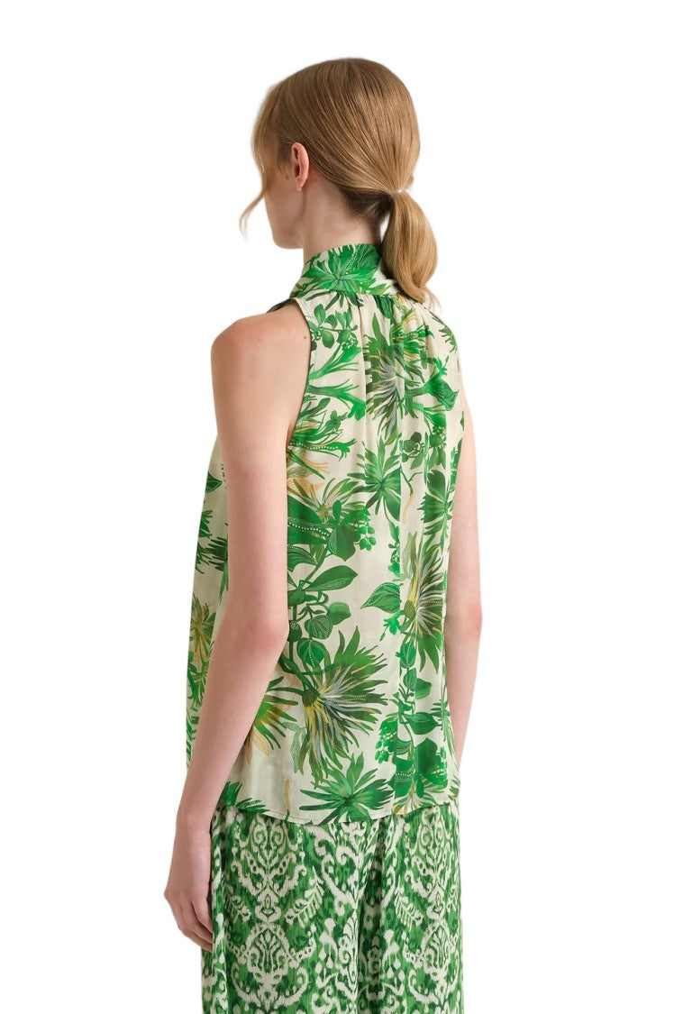 Maliparmi Printed Viscose Georgette Halter Neck Top