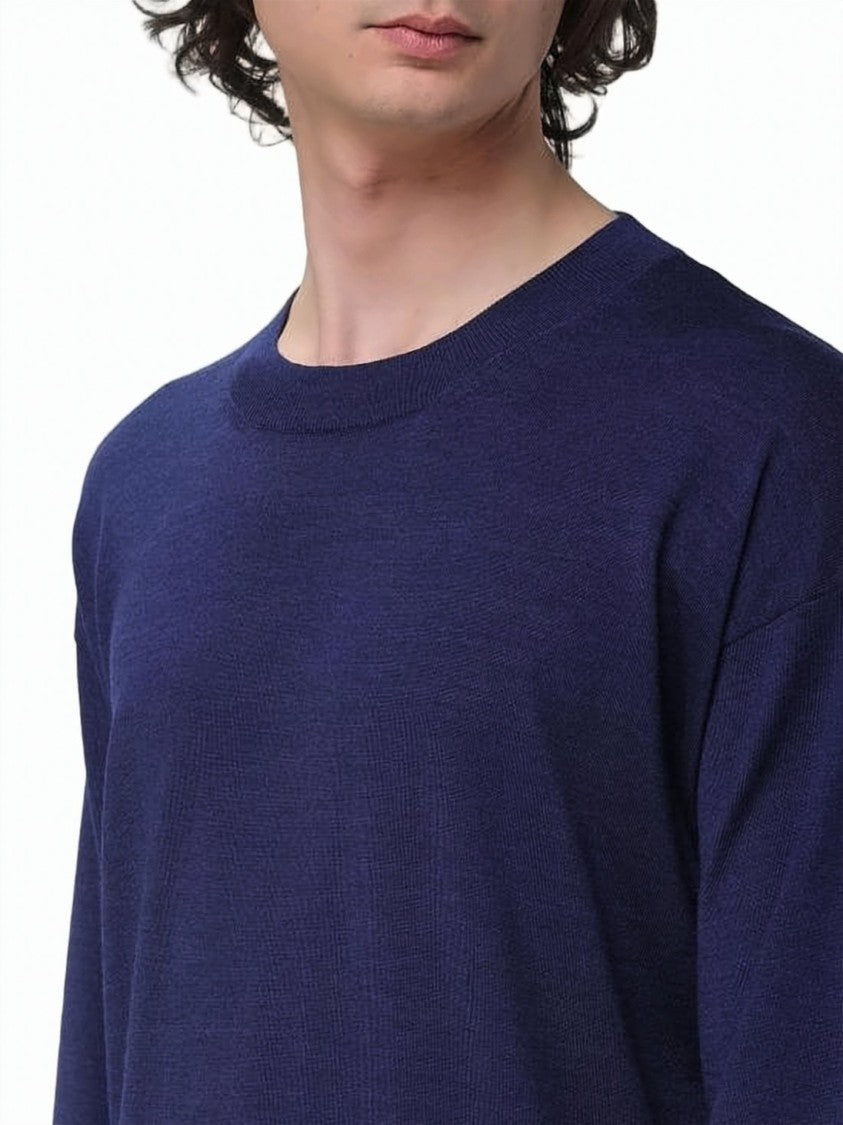 Ami Paris Deep Navy Fine Knit Wool Sweater